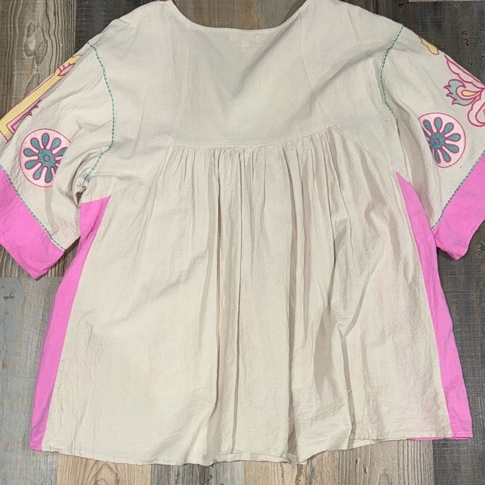 Blue velvet embroidered boho Tunic - Picture 7 of 7